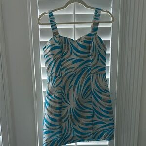 NWT Lilly Pulitzer Blue and Silver Patterned Romper Dress